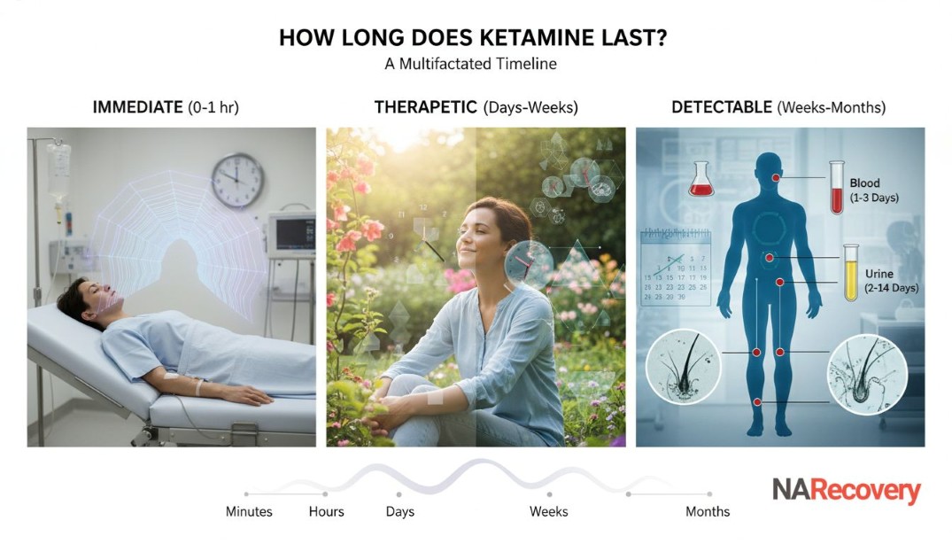 Timeline showing how long ketamine lasts in your body